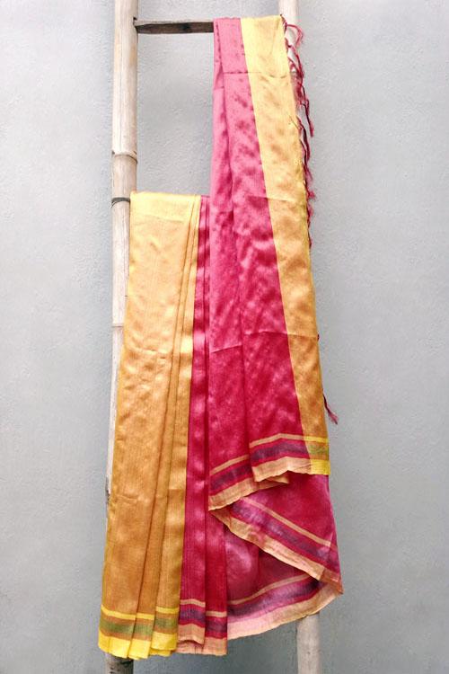 Aamla' Handwoven Color-Block Silk Saree