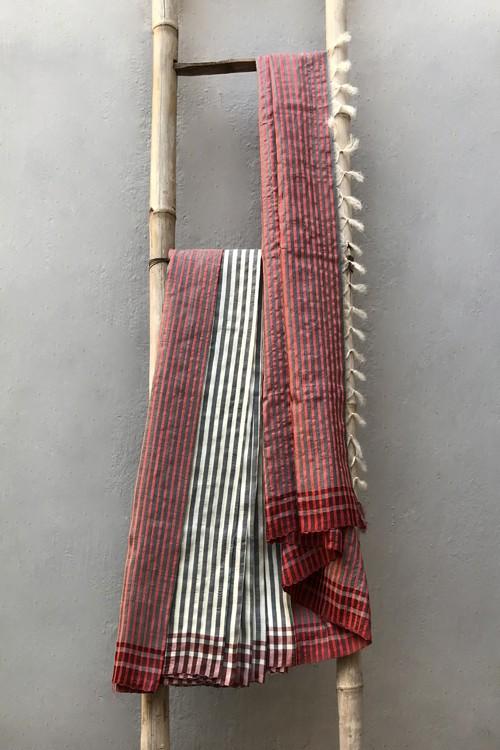 Indrani' Handwoven Color-Block Silk Saree-1