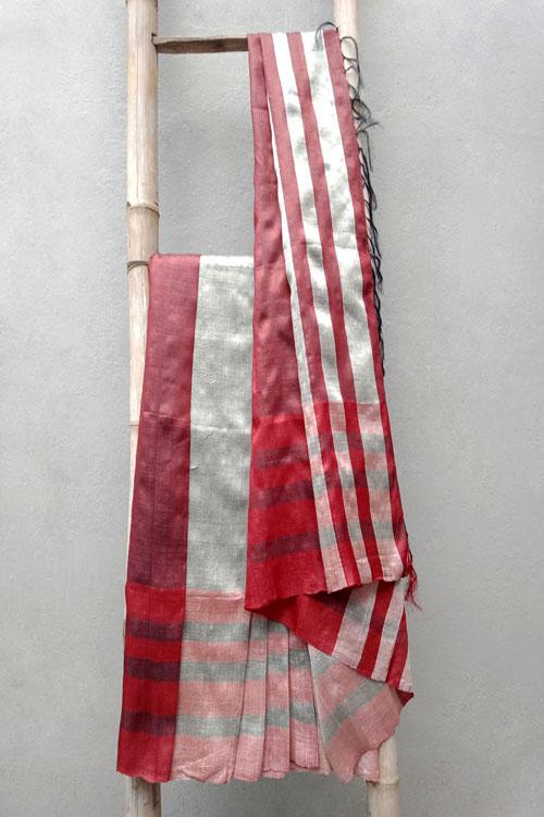 Amodini' Handwoven Color-Block Silk Saree-1