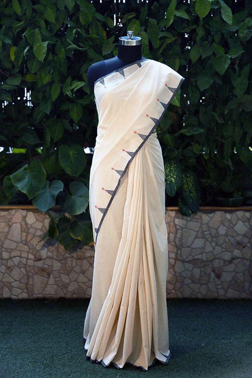 Bhumija' Handwoven Extra Weft Cotton Saree-7