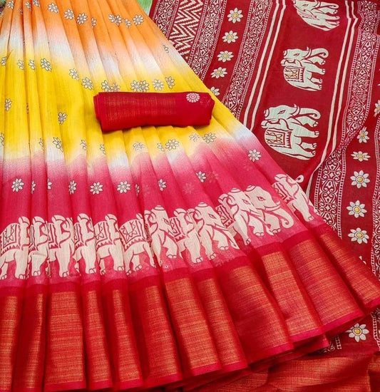 Valiba Beautiful Latest Cotton Printed  Sarees