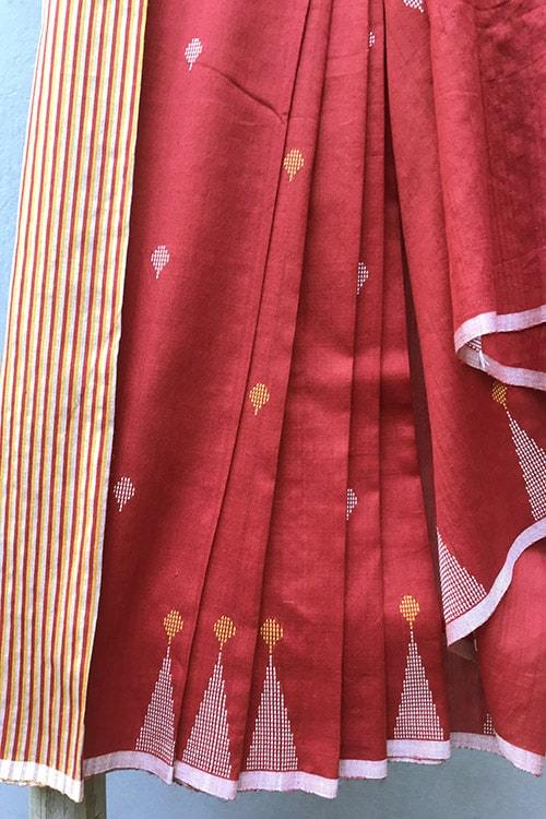 Nikita' Handwoven Extra Weft Cotton-Silk Saree