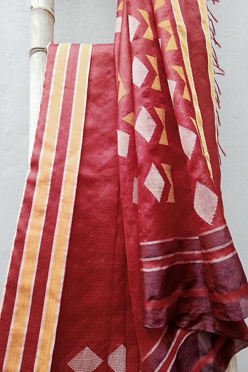 Dakshita' Handwoven Extra Weft Cotton-Silk Saree