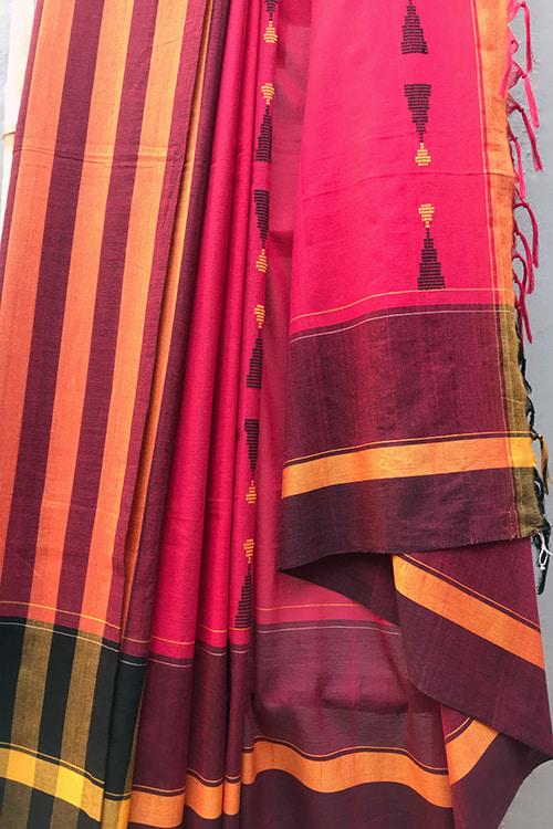 Mandvi' Handwoven Extra Weft Cotton Saree
