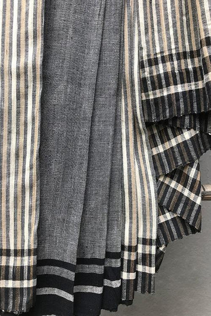 Adrika' Handwoven & Handspun Cotton Silk Stripe Saree