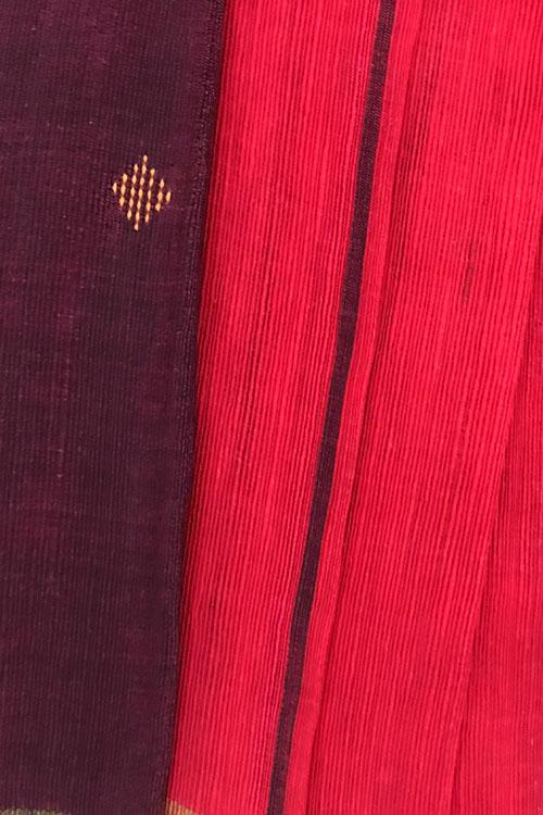 Damini' Handwoven & Handspun Extra Weft Cotton-Silk Saree