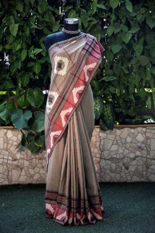 Devani' Handwoven Extra Weft Cotton Saree-1