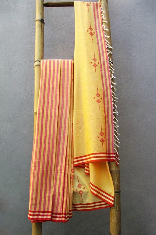 Baidehi' Handwoven Baavanbuti Extra Weft Cotton Saree-20