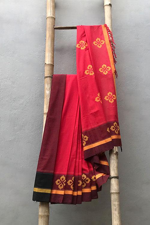 Adya' Handwoven Baavanbuti Cotton Saree-12
