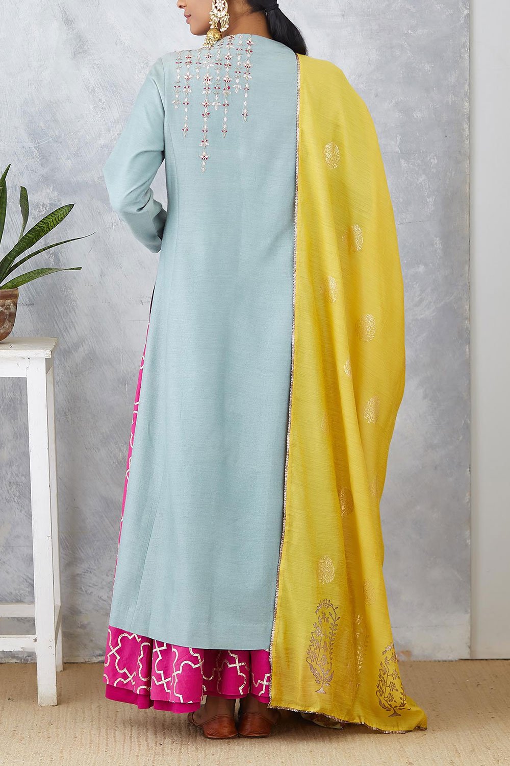 Exquisite Marine Blue Embroidered Kurta Set ( ANM-10A )