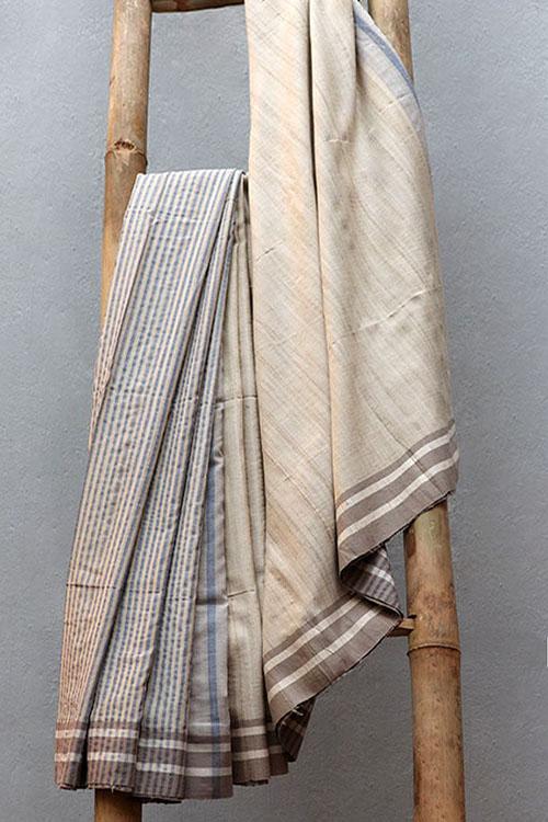 Maithili' Handwoven Cotton-Silk Stripe Saree