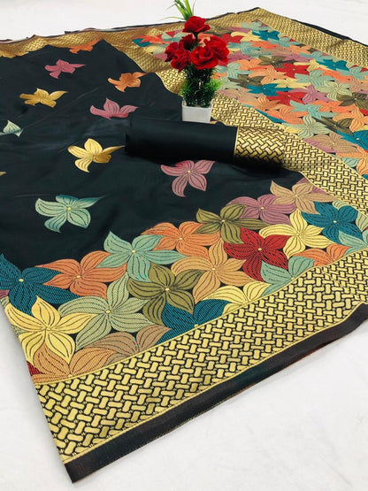 Valiba  Floral Beautiful Rich Pallu And Jacquard Saree