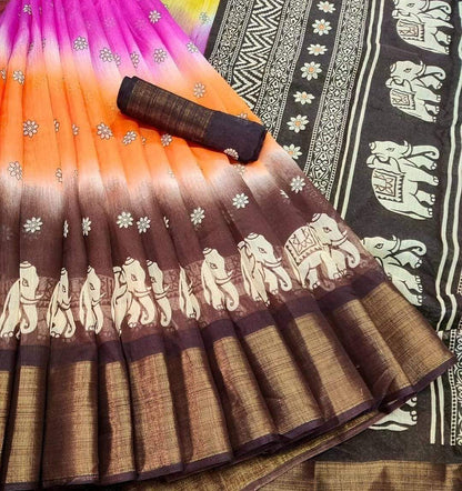 Valiba Beautiful Latest Cotton Printed  Sarees