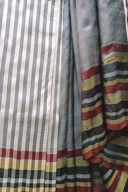 Nitali' Handwoven Color-Block Silk Saree-1
