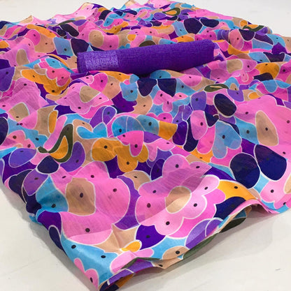 Beautiful Cotton Multicoloured Printed  Sarees