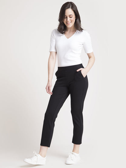 4 Way Stretch Cropped LivIn Pants - Black