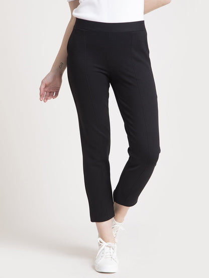 4 Way Stretch Cropped LivIn Pants - Black