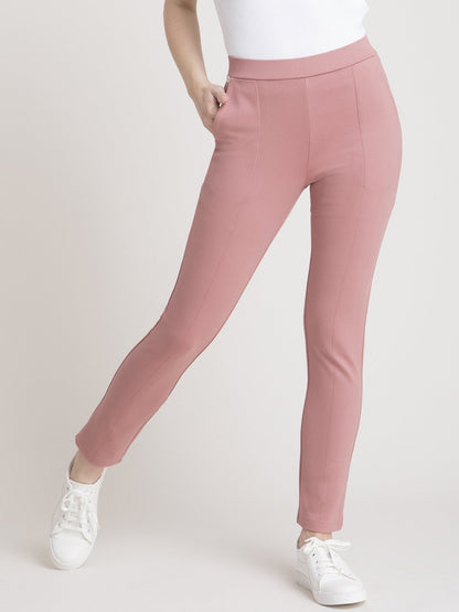 4 Way Stretch Cropped LivIn Pants - Pink