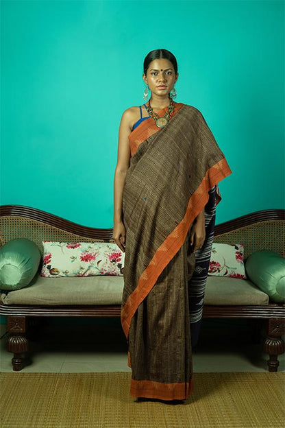Kotpad' Tribal Odisha Handloom Kosa Mustard Saree