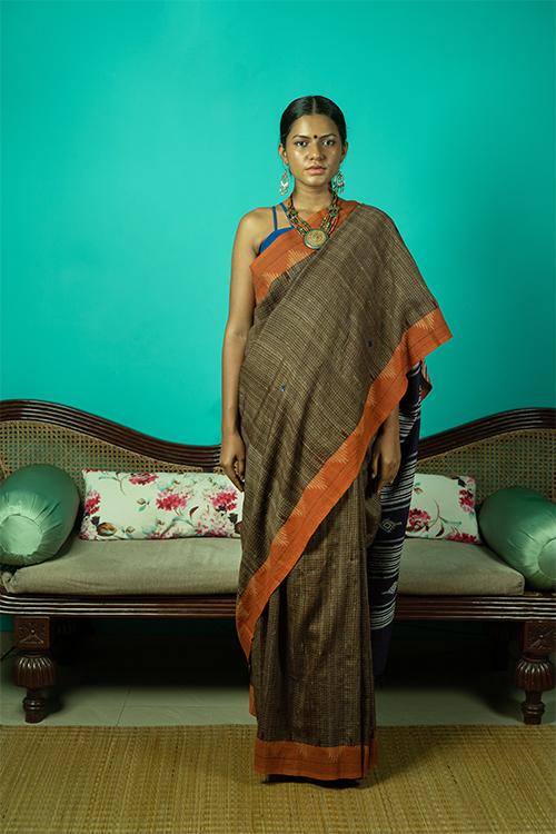 Kotpad' Tribal Odisha Handloom Kosa Mustard Saree