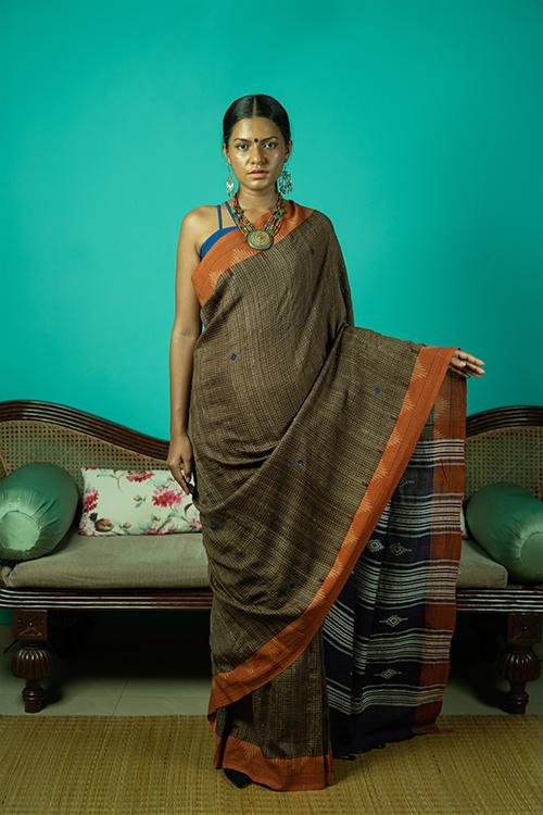 Kotpad' Tribal Odisha Handloom Kosa Mustard Saree