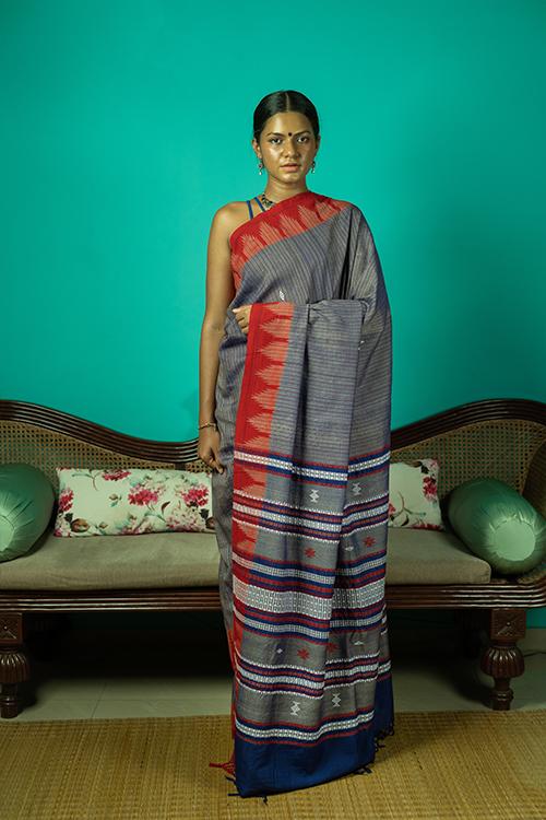 Kotpad' Tribal Odisha Handloom Kosa Saree Blue