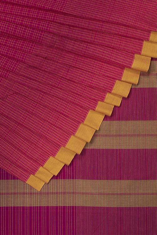 Smart Checks Cotton Handloom Saree – Pink