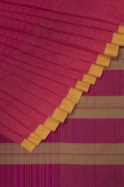 Smart Checks Cotton Handloom Saree – Pink