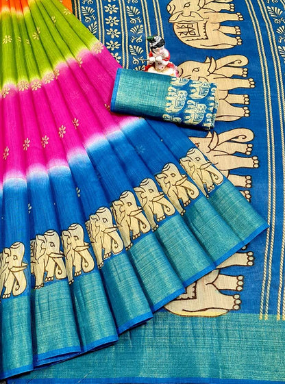 Valiba Beautiful Latest Cotton Printed  Sarees