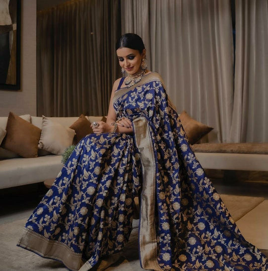 Valiba Royal Blue Woven Kanjivaram Saree - Special Wedding Edition