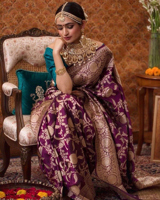 Present New Beautiful Rich Pallu And Jacquard All Over Work Saree