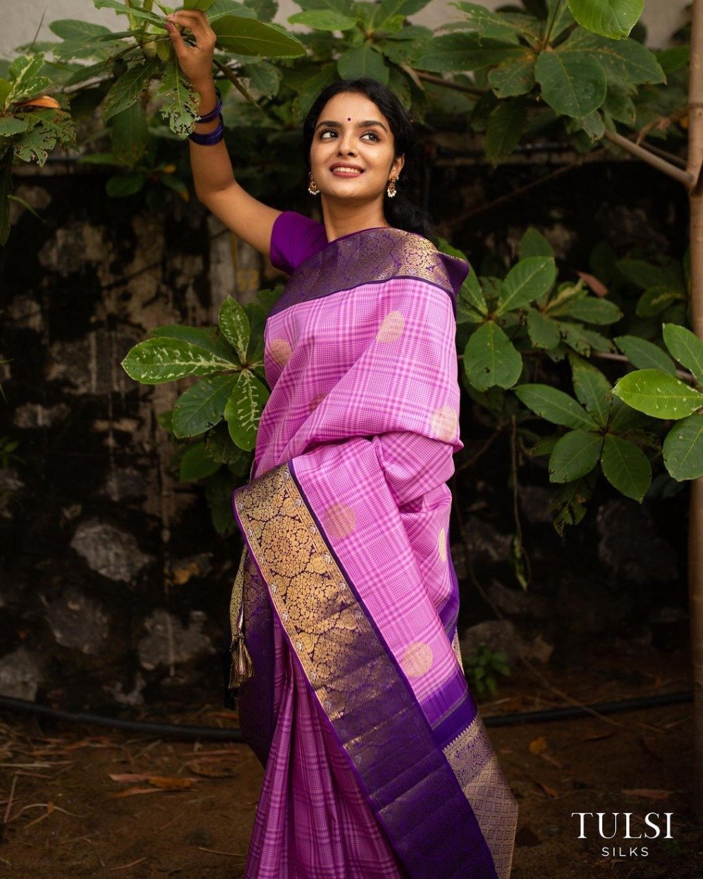 Purple Contrast With Exclusive Jacquard Saree