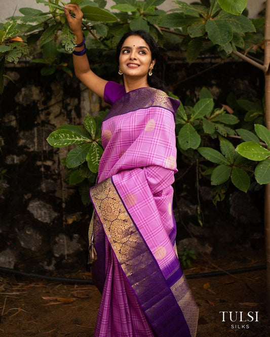 Purple Contrast With Exclusive Jacquard Saree