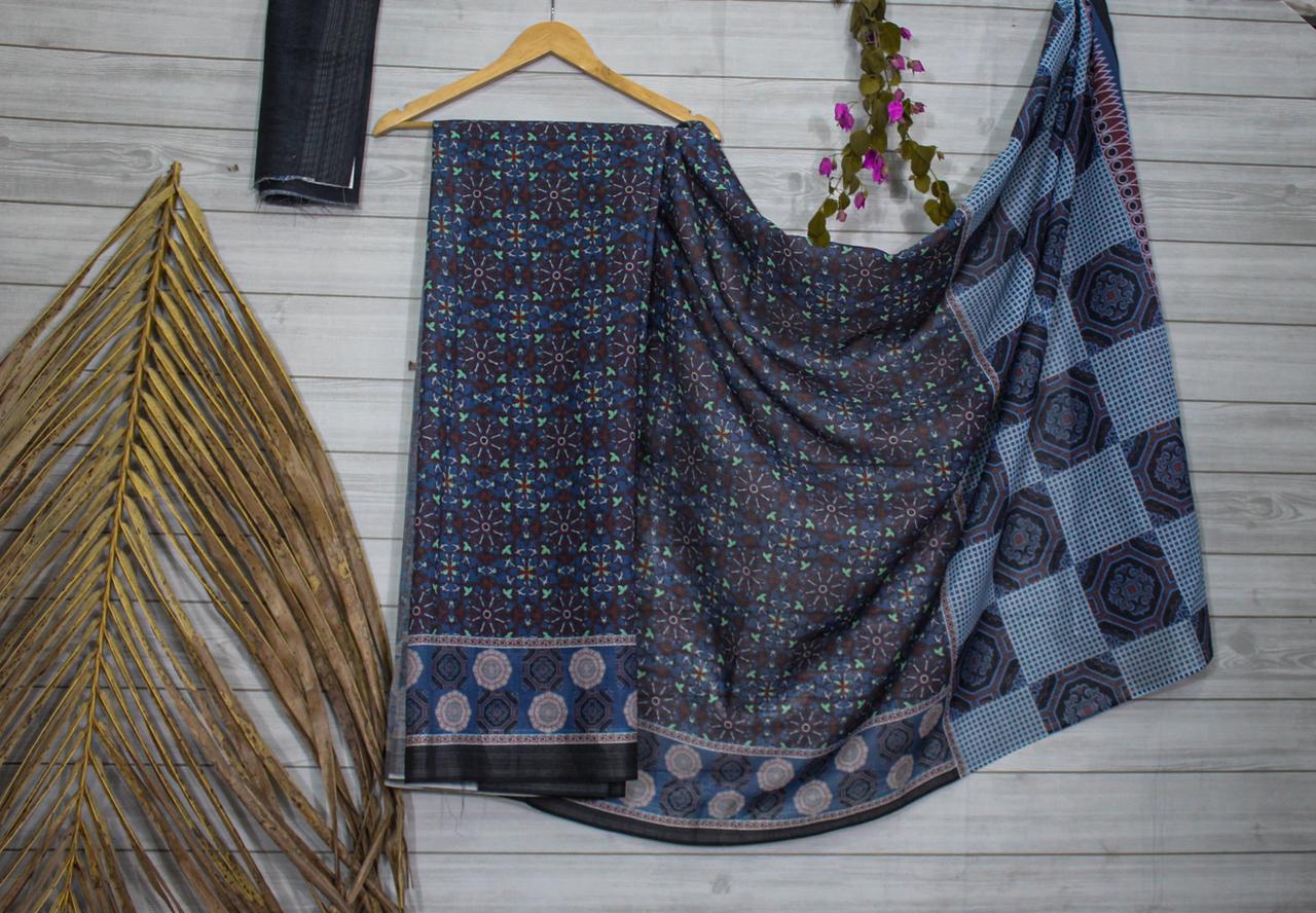 Valiba Beautiful Cotton Digital Printed  Sarees