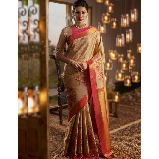yellow Beautiful Art Silk Jacquard Border Saree