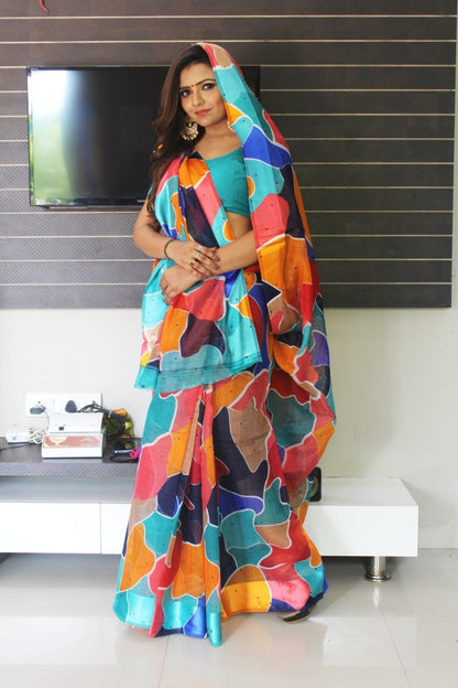 Beautiful Cotton Multicoloured Printed  Sarees