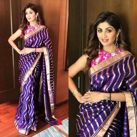 Valiba Navyblue-Pink Beautiful Rich Pallu And Jacquard Saree