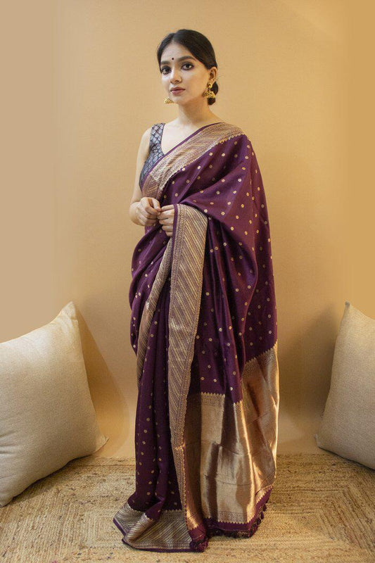 Valiba Wine Beautiful Rich Pallu And Jacquard Saree