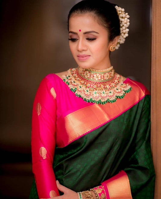 VAliba Beautiful Rich Pallu & Jacquard Work On All Over Bridal Saree