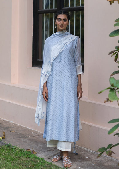 Azure Embroidered Printed Kurta Set