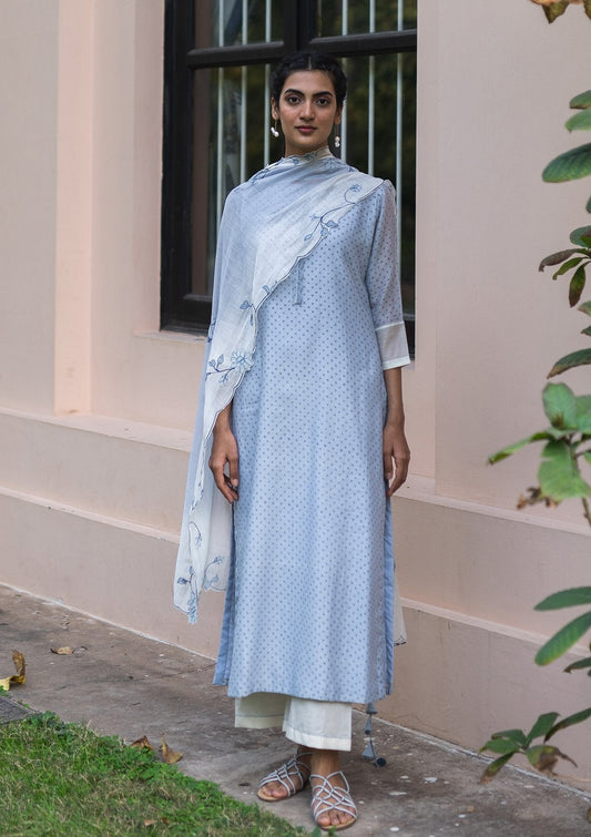 Azure Embroidered Printed Kurta Set