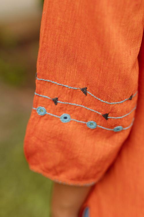 Sunrise' Embroidered Cotton Kurta