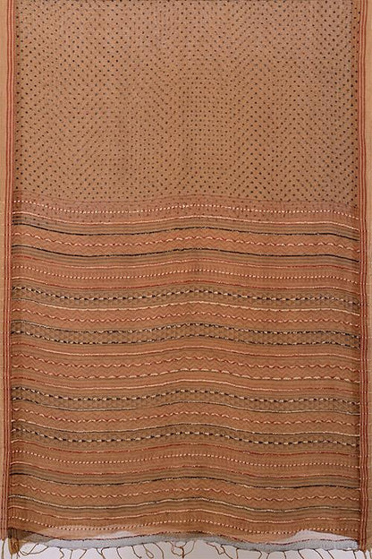 Natural Dye Block Print Silk Sari-6