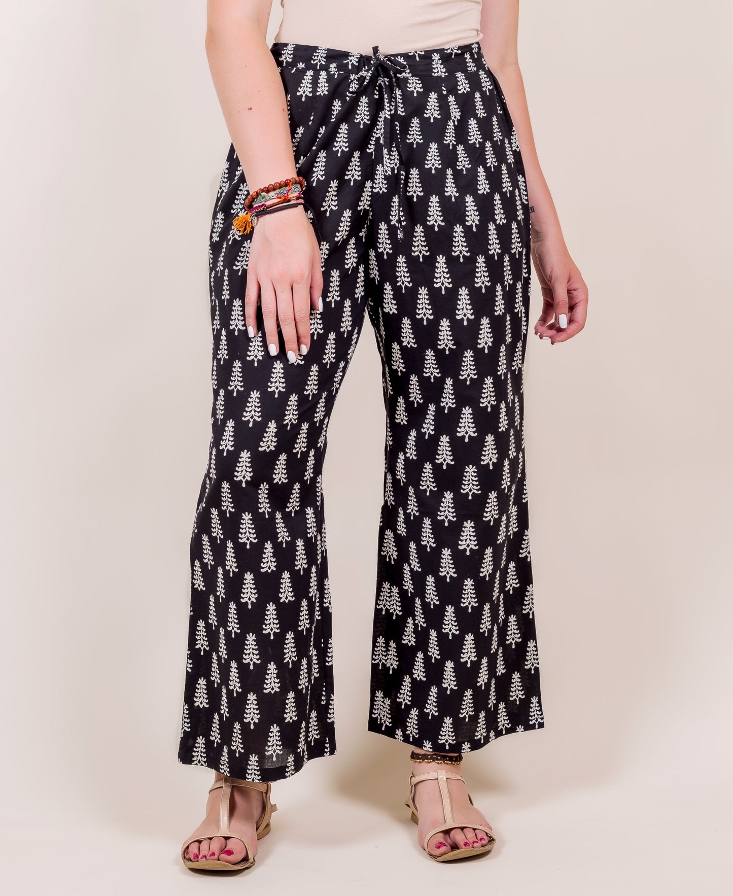 Block Printed Black and White Palazzo