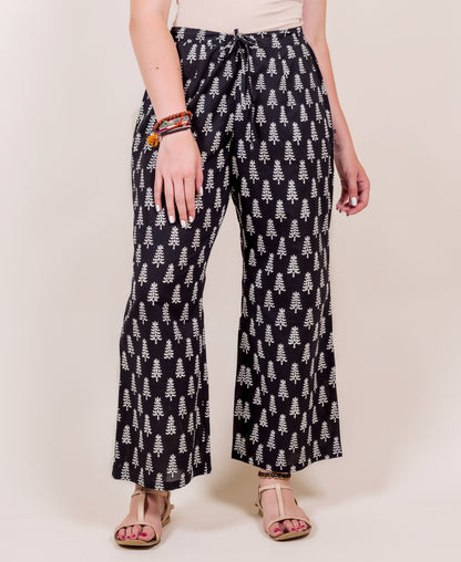 Block Printed Black and White Palazzo