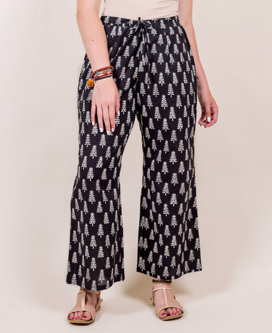 Block Printed Black and White Palazzo
