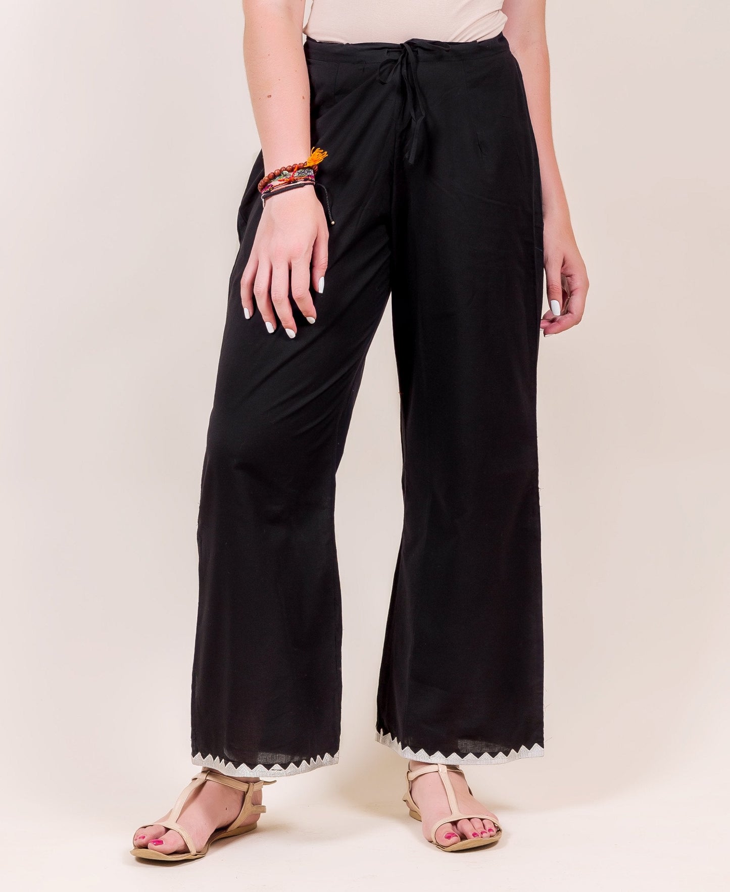 Black Embroidered Flared Palazzo