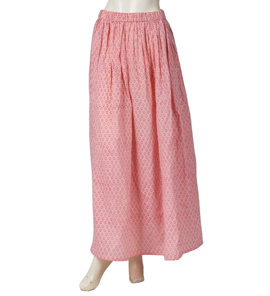 Peach Hand Block Printed Indo Western Skirt