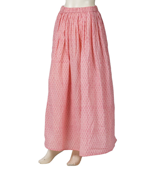 Peach Hand Block Printed Indo Western Skirt
