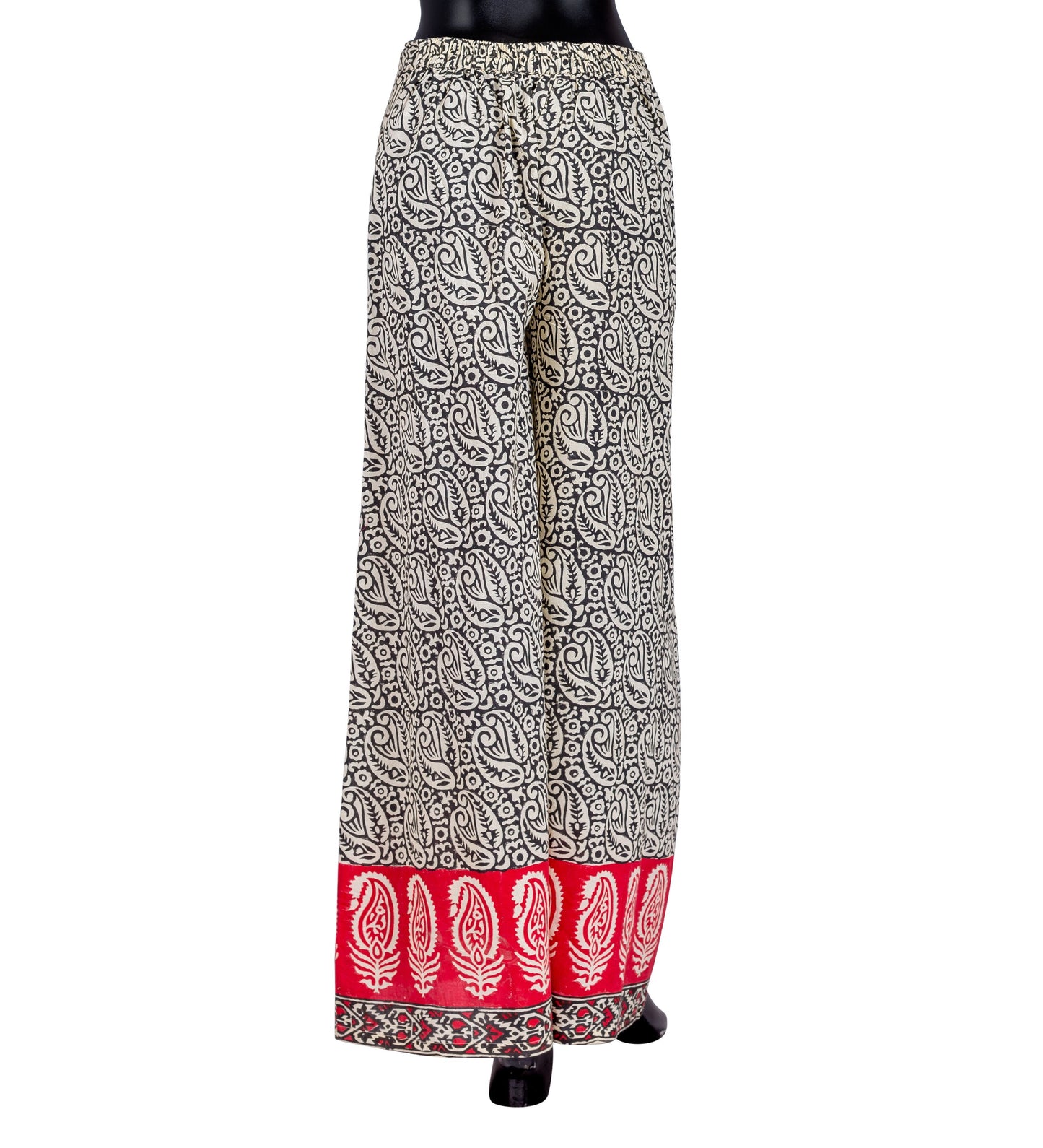 Beige/ Black / Rust Hand Block Print Indo Western Floor Length Palazzo